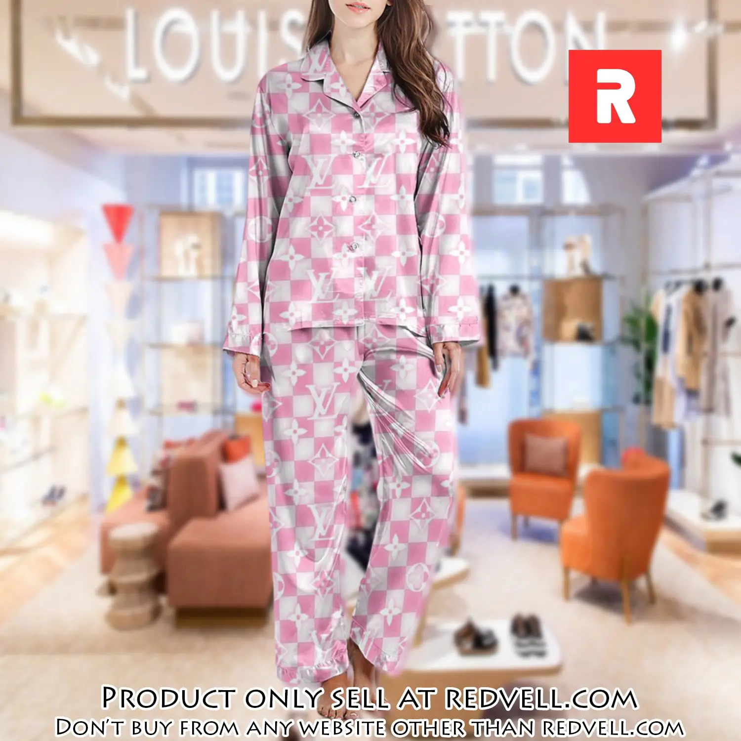 Lv monogram long satin pajama set pjs1033 rv5543993
